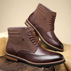 Nette schoenen heren enkelhoog met veters en brogue 3