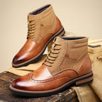 Nette schoenen heren enkelhoog met veters en brogue 4