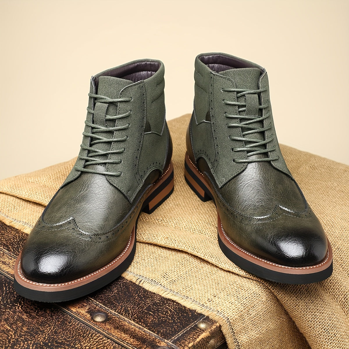 Nette schoenen heren enkelhoog met veters en brogue 5