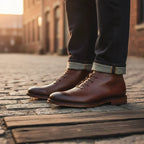 Nette schoenen heren van leer met veters en lage hak 6