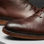 Nette schoenen heren van leer met veters en lage hak 7
