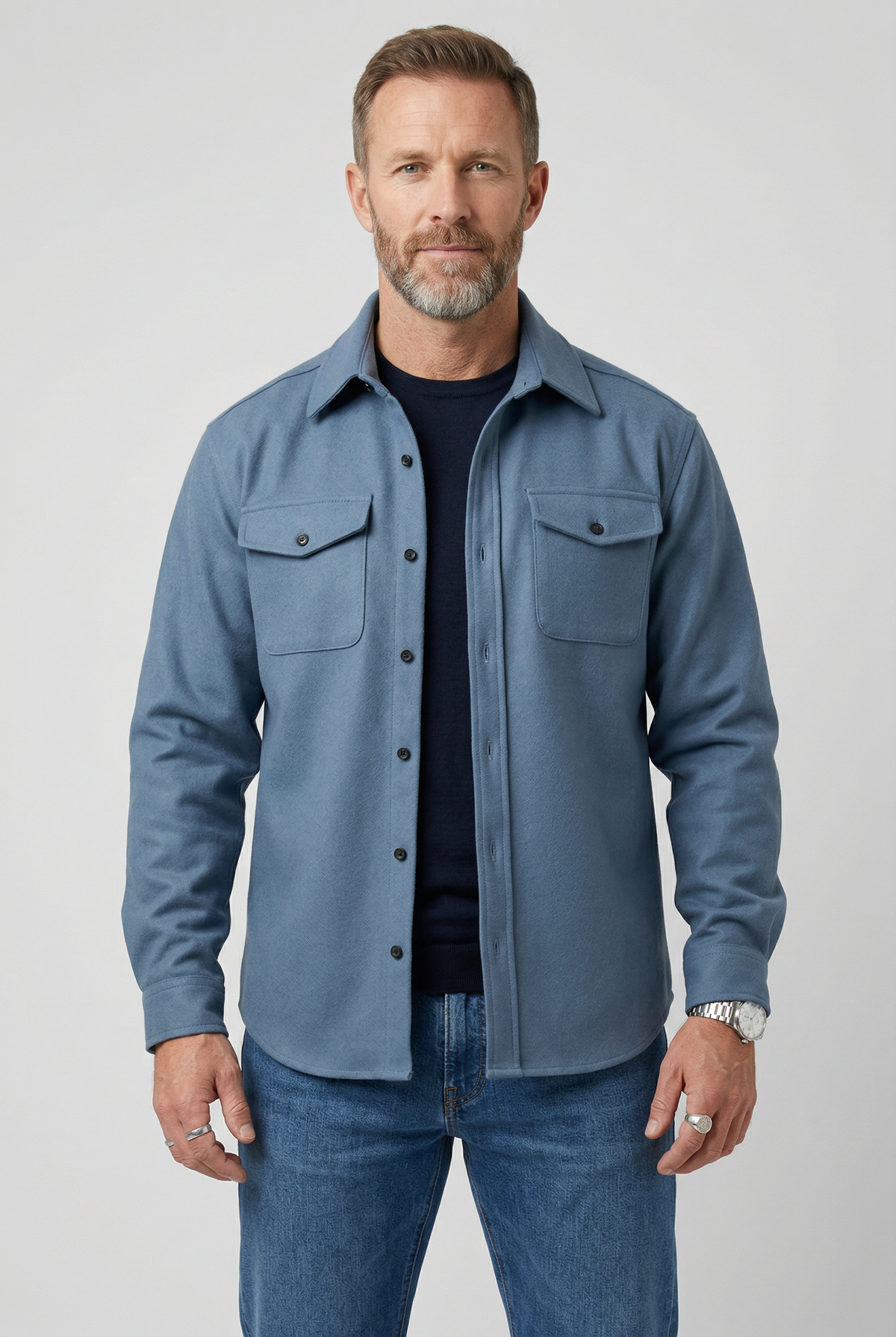 Overshirt heren met knoopsluiting en borstzakken 1