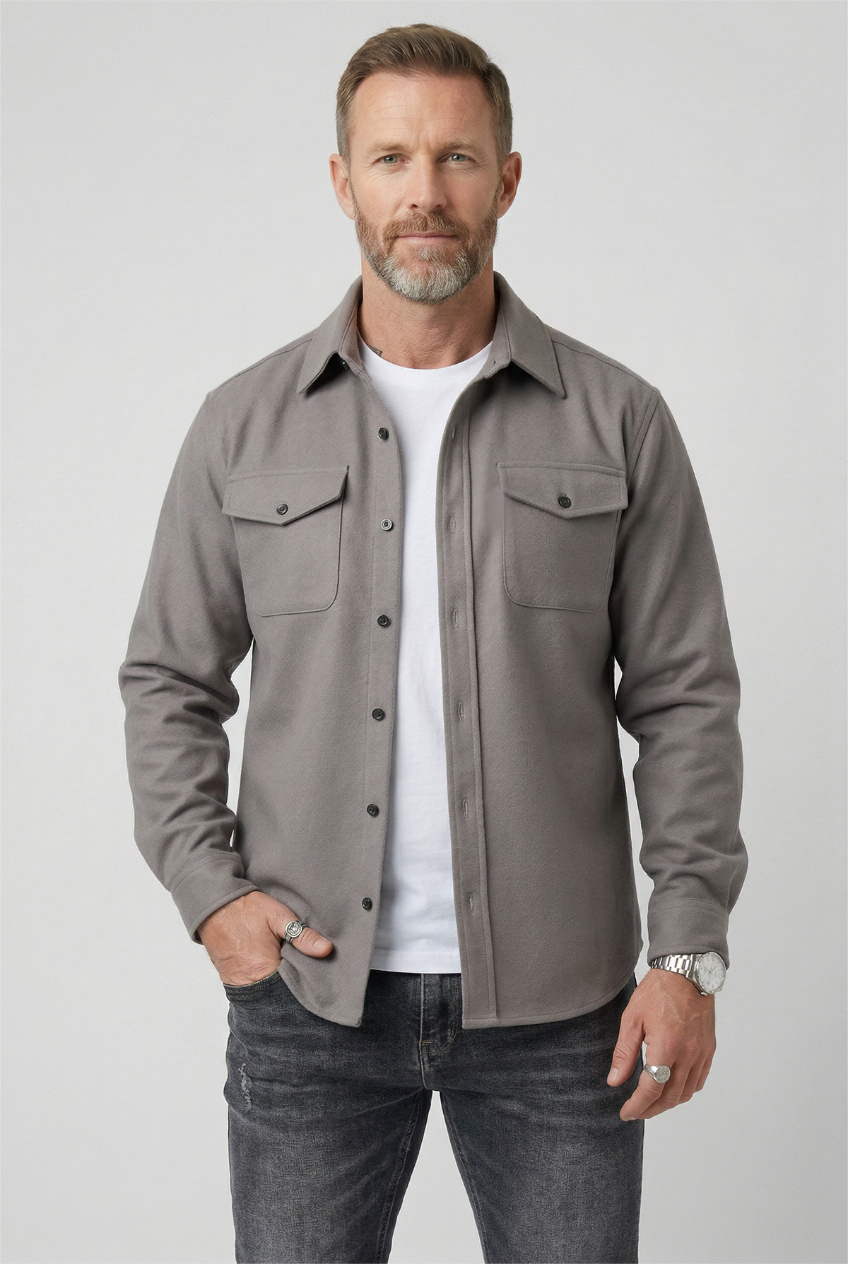 Overshirt heren met knoopsluiting en borstzakken 3