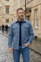 Overshirt heren met knoopsluiting en borstzakken 9