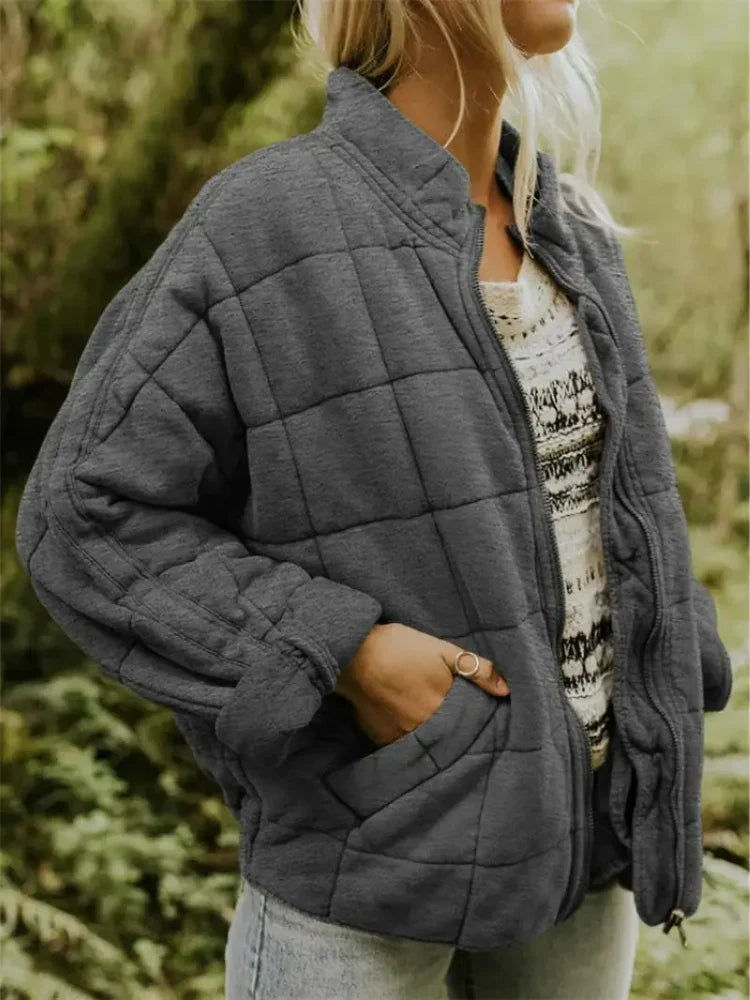 Oversized bomberjack dames met opstaande kraag en rits 1