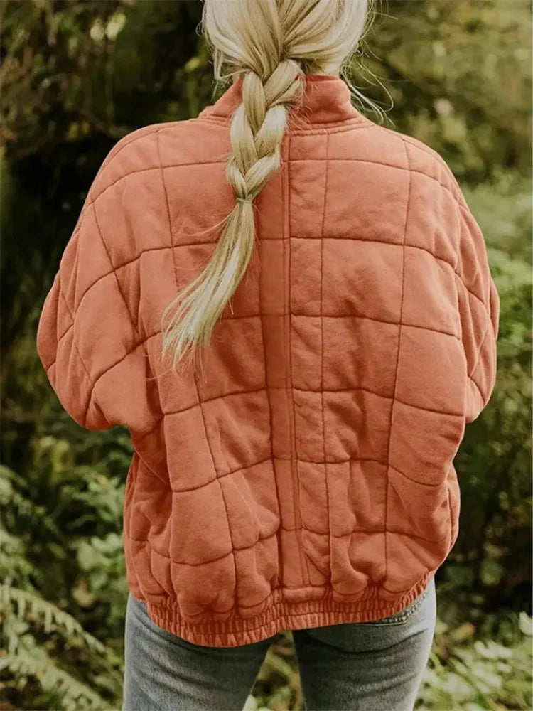 Oversized bomberjack dames met opstaande kraag en rits 15