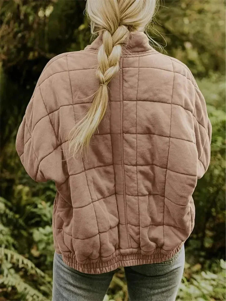 Oversized bomberjack dames met opstaande kraag en rits 17