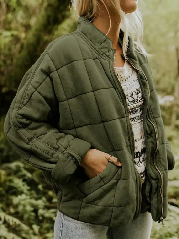 Oversized bomberjack dames met opstaande kraag en rits 7