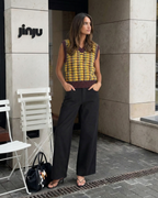 Oversized gebreide spencer dames met ruit en V-hals 2