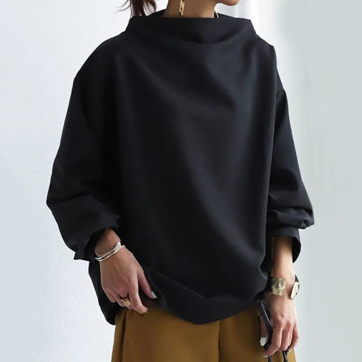 Oversized gebreide trui dames met col en lange mouwen 6