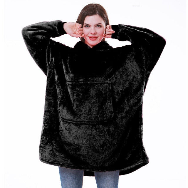 Oversized hoodie deken dames met capuchon en zachte sherpa voering 2