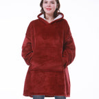 Oversized hoodie deken dames met capuchon en zachte sherpa voering 6