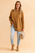 Oversized longsleeve tuniek dames met ronde hals en lange mouwen 3
