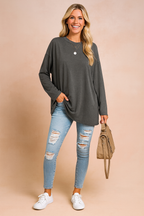 Oversized longsleeve tuniek dames met ronde hals en lange mouwen 5