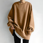 Oversized trui dames met ronde hals en gedropte mouwen 1