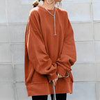 Oversized trui dames met ronde hals en gedropte mouwen 4
