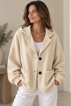 Oversized vest dames met capuchon en ribfluwelen uitstraling 1