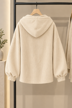 Oversized vest dames met capuchon en ribfluwelen uitstraling 10