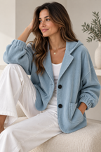 Oversized vest dames met capuchon en ribfluwelen uitstraling 3