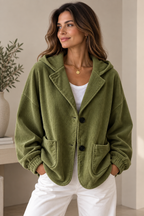 Oversized vest dames met capuchon en ribfluwelen uitstraling 4