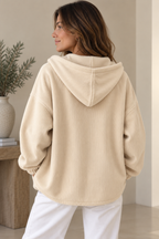 Oversized vest dames met capuchon en ribfluwelen uitstraling 7
