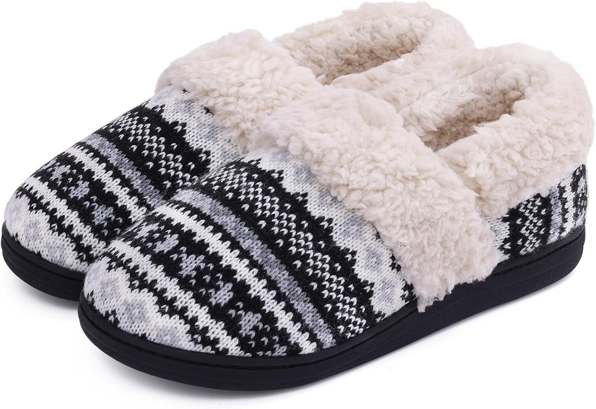 Pantoffels dames gebreid met hoge boord en memory foam zool 1
