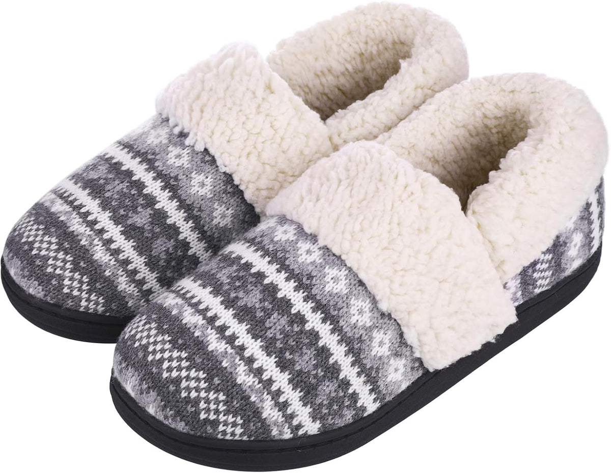Pantoffels dames gebreid met hoge boord en memory foam zool 2