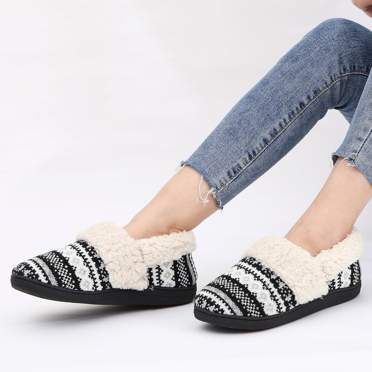 Pantoffels dames gebreid met hoge boord en memory foam zool 23