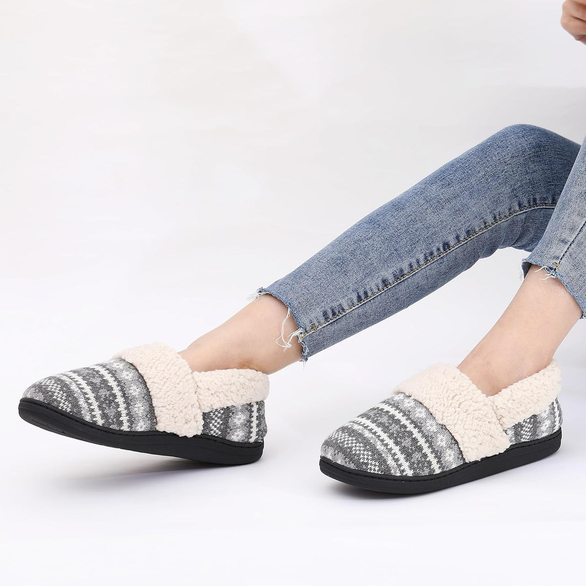 Pantoffels dames gebreid met hoge boord en memory foam zool 28