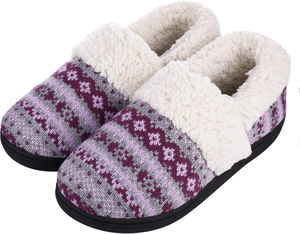 Pantoffels dames gebreid met hoge boord en memory foam zool 5
