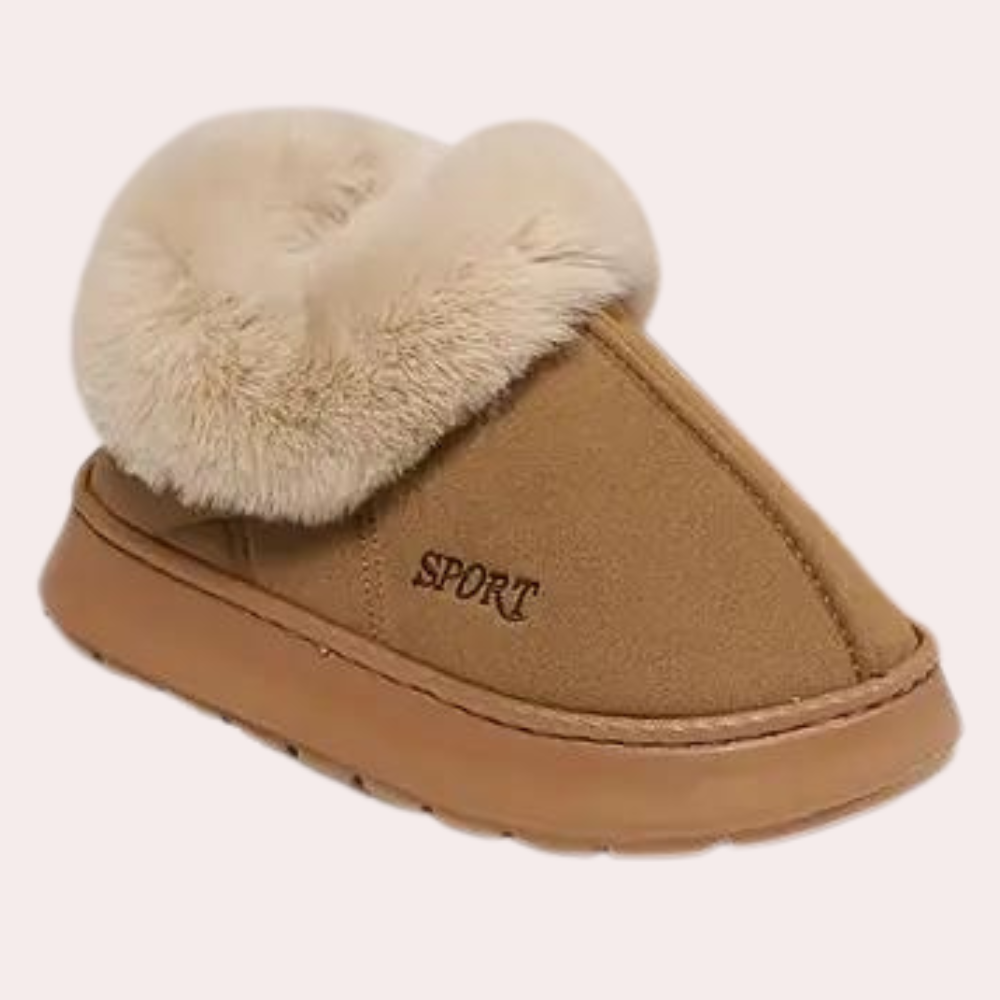 Pantoffels dames gevoerd met bontrand en dikke zool 8