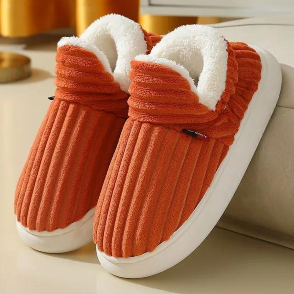 Pantoffels dames hoog gevoerd met pluizige rand 5