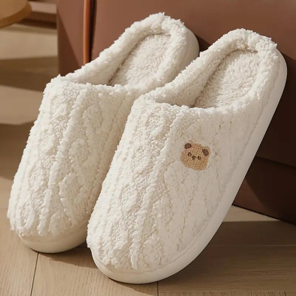 Pantoffels dames met bont en zachte zool, warm 1
