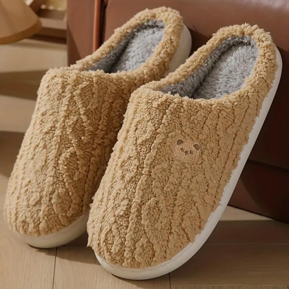 Pantoffels dames met bont en zachte zool, warm 2