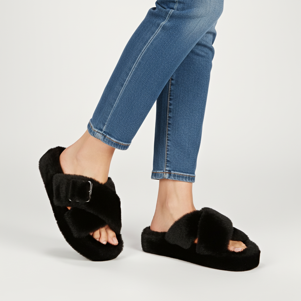 Pantoffels dames met fleecevoering en antislipzool 2