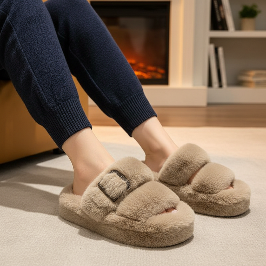 Pantoffels dames met fleecevoering en antislipzool 6