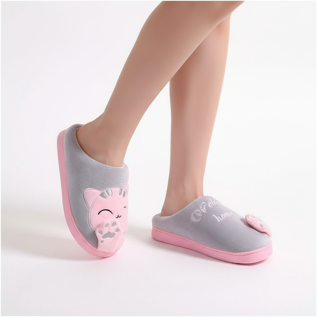 Pantoffels dames met schattig dierenmotief en dichte hiel 3
