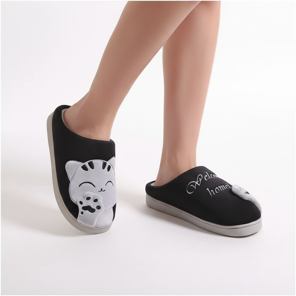 Pantoffels dames met schattig dierenmotief en dichte hiel 9
