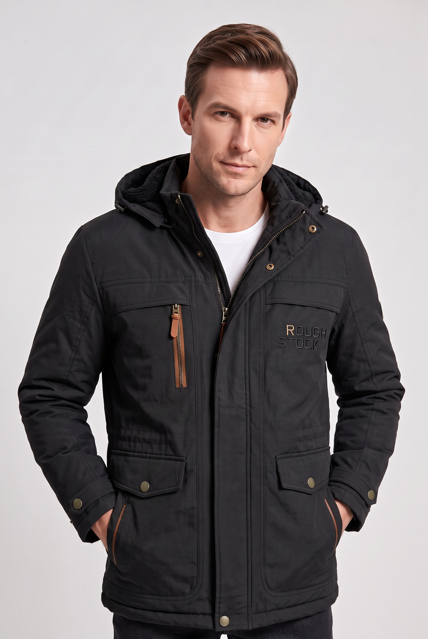 Parka heren met capuchon en fleecevoering voor de winter 1