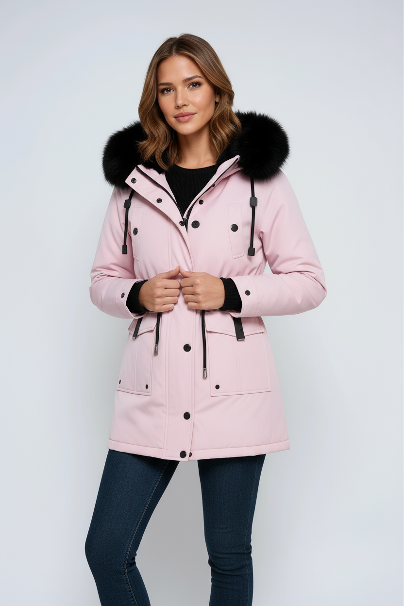 Parka winterjas dames met capuchon van imitatiebont 4