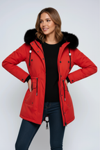 Parka winterjas dames met capuchon van imitatiebont 5