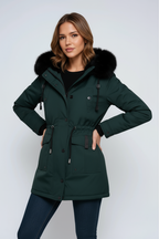Parka winterjas dames met capuchon van imitatiebont 7