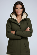 Parka winterjas dames met fleece capuchon en getailleerde coupe 3