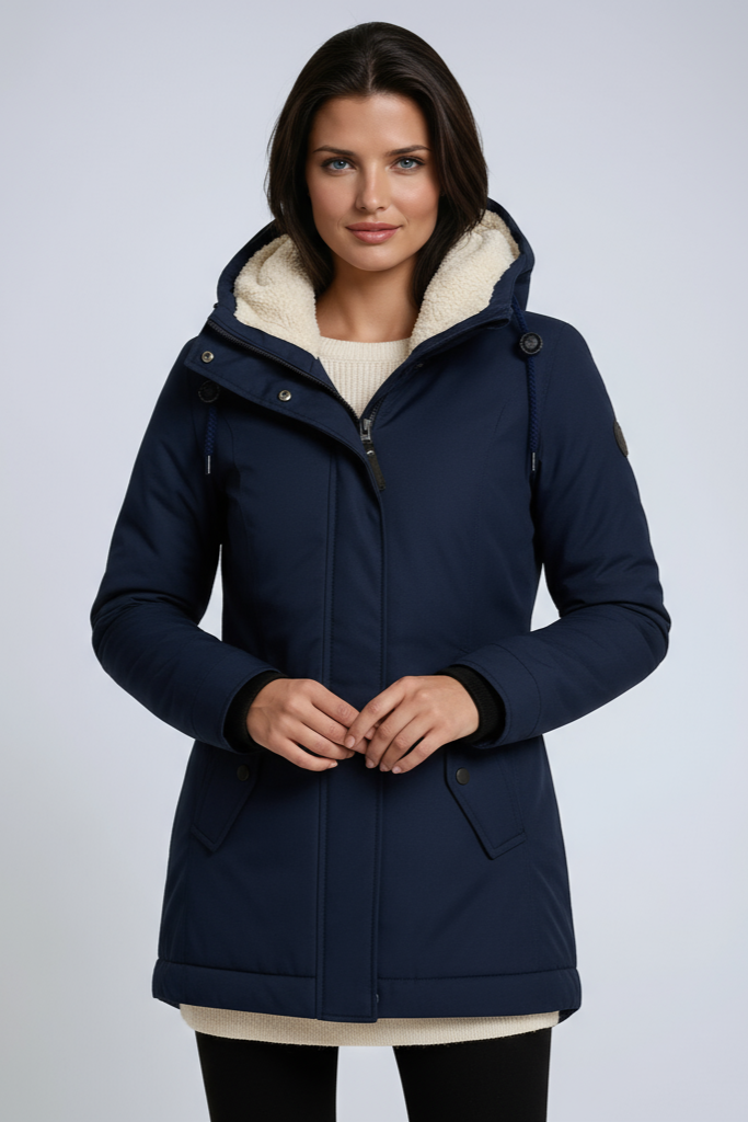 Parka winterjas dames met fleece capuchon en getailleerde coupe 5