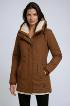 Parka winterjas dames met fleece capuchon en getailleerde coupe 6