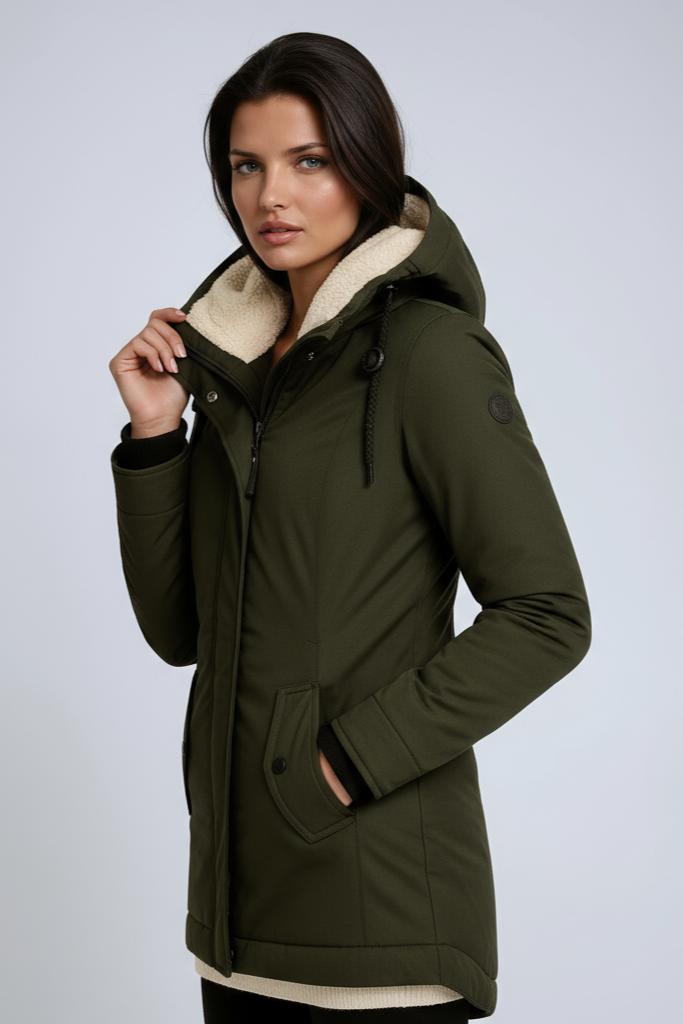 Parka winterjas dames met fleece capuchon en getailleerde coupe 7