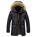 Parka winterjas heren gewatteerd met bontrand capuchon 1
