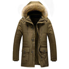 Parka winterjas heren gewatteerd met bontrand capuchon 2