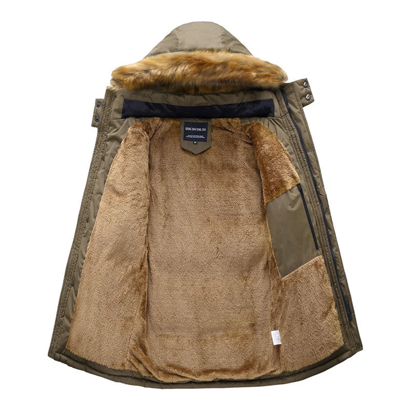 Parka winterjas heren gewatteerd met bontrand capuchon 5