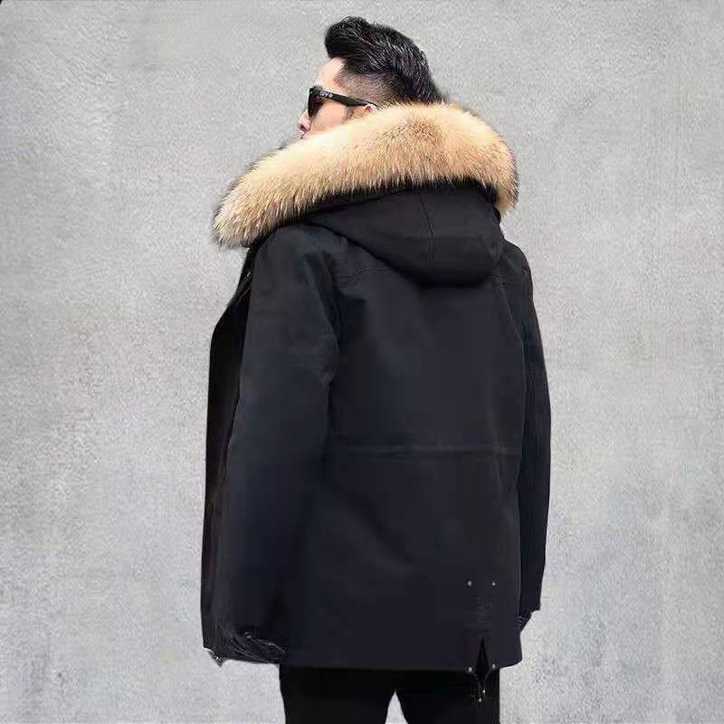 Parka winterjas heren gewatteerd met capuchon en hoge kraag 3